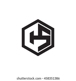 Initial letters CS negative space hexagon shape monogram logo