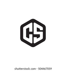 Initial letters CS rounded hexagon shape monogram black simple modern logo