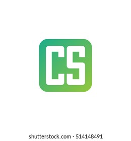 Initial letters CS rounded square shape green simple logo