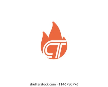 Initial letters CT in fire. Logo vector