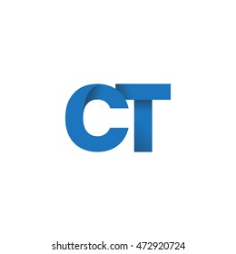 Initial letters CT overlapping fold logo blue