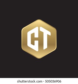 Initial letters CT rounded hexagon shape gold modern logo