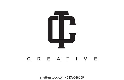 Initial letters CT, TC Monogram logo design with Creative Style alphabet symbol. CT, TC Spiral letters Universal elegant vector emblem, logotype. Graphic alphabet symbol for corporate identity