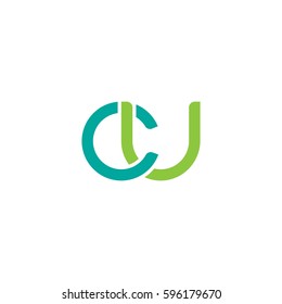 Initial letters cu, round linked chain shape lowercase logo modern design modern green