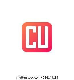 Initial letters CU rounded square shape red orange simple logo