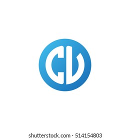 Initial letters CV circle shape blue simple logo