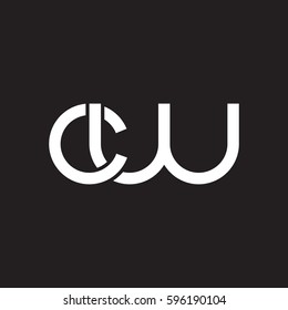 Initial letters cw, round linked chain shape lowercase logo modern design white black background