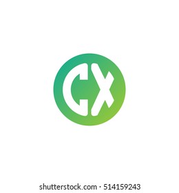 Initial letters CX circle shape green simple logo