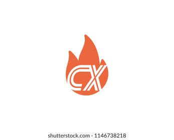 Initial letters CX in fire. Logo vector