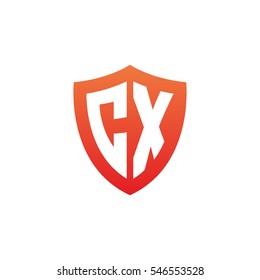 Initial letters CX shield shape red simple logo