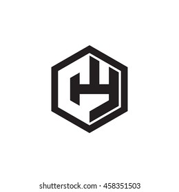Initial letters CY negative space hexagon shape monogram logo