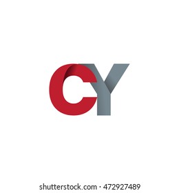Initial letters CY overlapping fold logo red gray