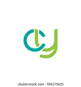 Initial letters cy, round linked chain shape lowercase logo modern design modern green