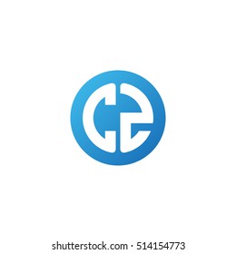 Initial letters CZ circle shape blue simple logo