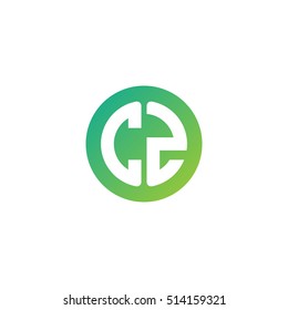 Initial letters CZ circle shape green simple logo