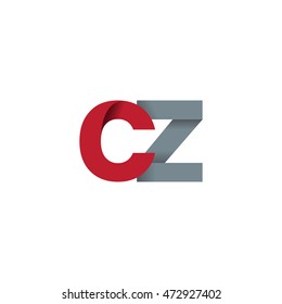 Initial letters CZ overlapping fold logo red gray
