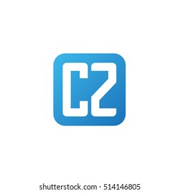 Initial letters CZ rounded square shape blue simple logo