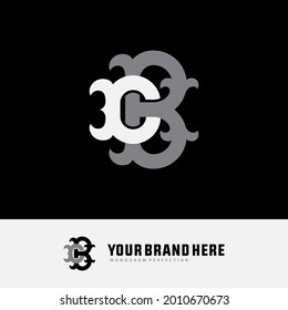 Initial letters D, B, DB or BD overlapping, interlocked monogram logo, white and gray color on black background