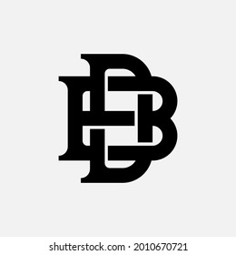 Initial letters D, B, DB or BD overlapping, interlocked monogram logo, black color on white background