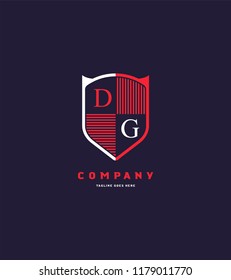 Initial letters D & G on shield shape, Royal logo icon vector element.
