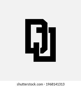 Letras iniciales D, J, DJ o JD superpuestas, logotipo de monograma interbloqueado, color negro sobre fondo blanco