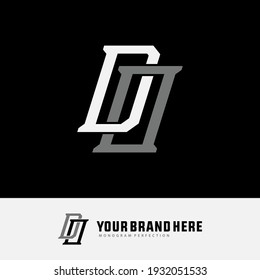 Initial letters D, O, DO or OD overlapping, interlock, monogram logo, white and gray color on black background