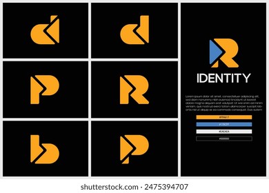 Initial Letters D, P, R, B Logo Design and R Media Logo, letter R and Letter D with Play button combination, Usable for Brand and company Logos, Flat Design Logo Template, vector illustration