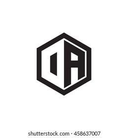 Initial letters DA, OA, negative space hexagon shape monogram logo