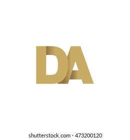 Initial letters DA overlapping fold logo brown gold