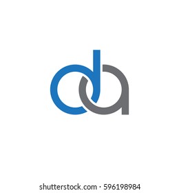 Initial letters da, round linked chain shape lowercase logo modern design blue gray