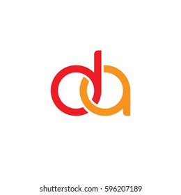 Initial letters da, round linked chain shape lowercase logo modern design red orange