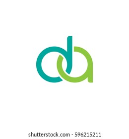 Initial letters da, round linked chain shape lowercase logo modern design modern green