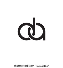 Initial letters da, round linked chain shape lowercase logo modern design monogram black