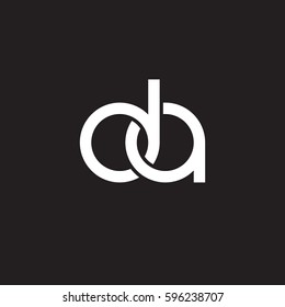 Initial letters da, round linked chain shape lowercase logo modern design white black background