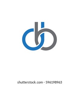 Initial letters db, round linked chain shape lowercase logo modern design blue gray