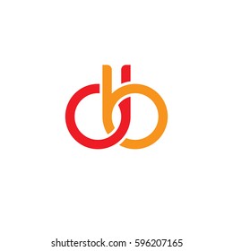 Initial letters db, round linked chain shape lowercase logo modern design red orange