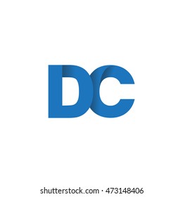 Initial letters DC overlapping fold logo blue