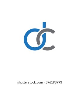 Initial letters dc, round linked chain shape lowercase logo modern design blue gray