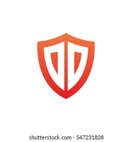 Initial letters DD, DO, OD, OO, shield shape red simple logo