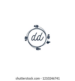 initial letters dd lowercase beauty spa logo design, with flower, love and butterfly illustration