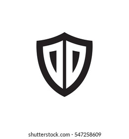 Initial letters DD, OO, DO, OD, shield shape black monogram logo