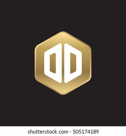 Initial letters DD rounded hexagon shape gold modern logo