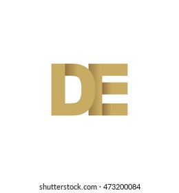 Initial letters DE overlapping fold logo brown gold