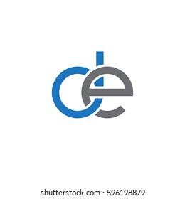 Initial letters de, round linked chain shape lowercase logo modern design blue gray
