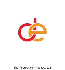 Initial letters de, round linked chain shape lowercase logo modern design red orange