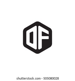 Initial letters DF rounded hexagon shape monogram black simple modern logo