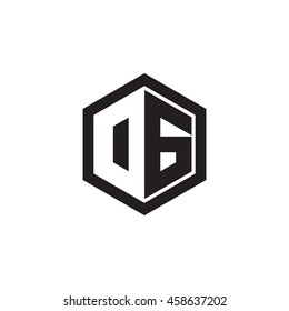 Initial letters DG, OG, negative space hexagon shape monogram logo