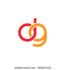 Initial letters dg, round linked chain shape lowercase logo modern design red orange