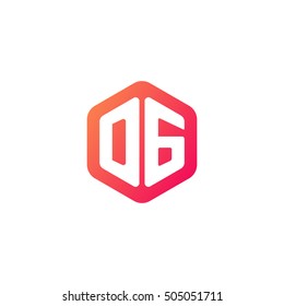 Initial letters DG rounded hexagon shape red orange simple modern logo