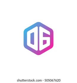 Initial letters DG rounded hexagon shape blue pink purple simple modern logo